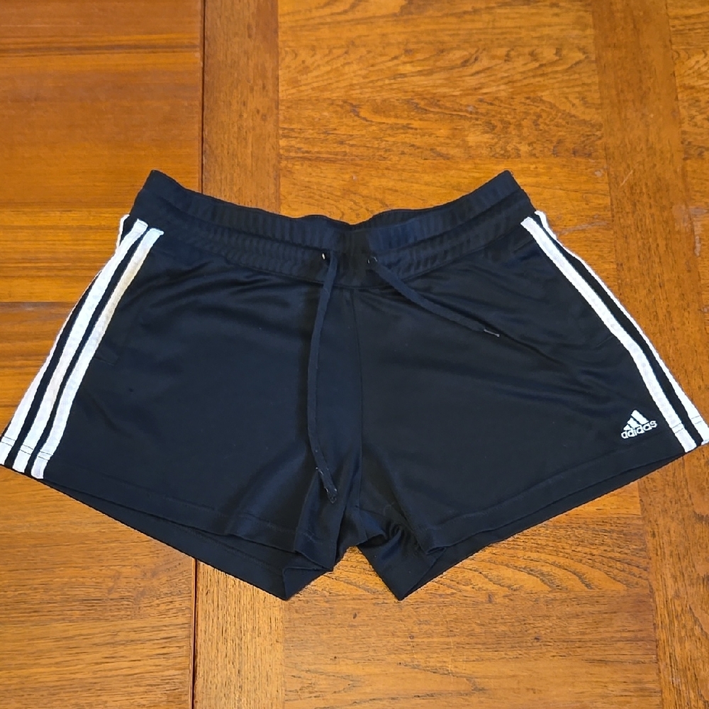 Adidas Black Shorts with White Accents